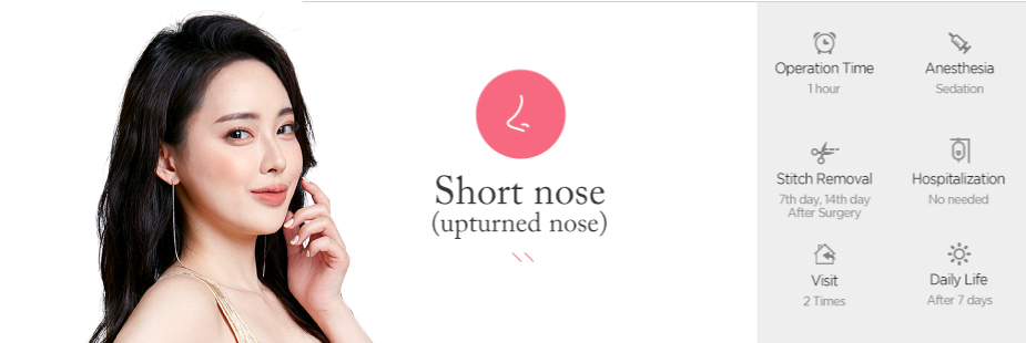 Low Nose Bridge operation time - 1hour / Anesthesia - sedation / Stitch Removal - 7th day, 14th day After Surgery / Hospitalization - No needed / Visit - 2times / Daily Life - After 7 days